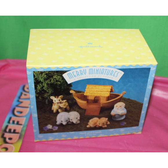 Hallmark Merry Miniatures Noah And Friends 5 Piece Story Time 1996 Set QSM8111 - Picture 1 of 3
